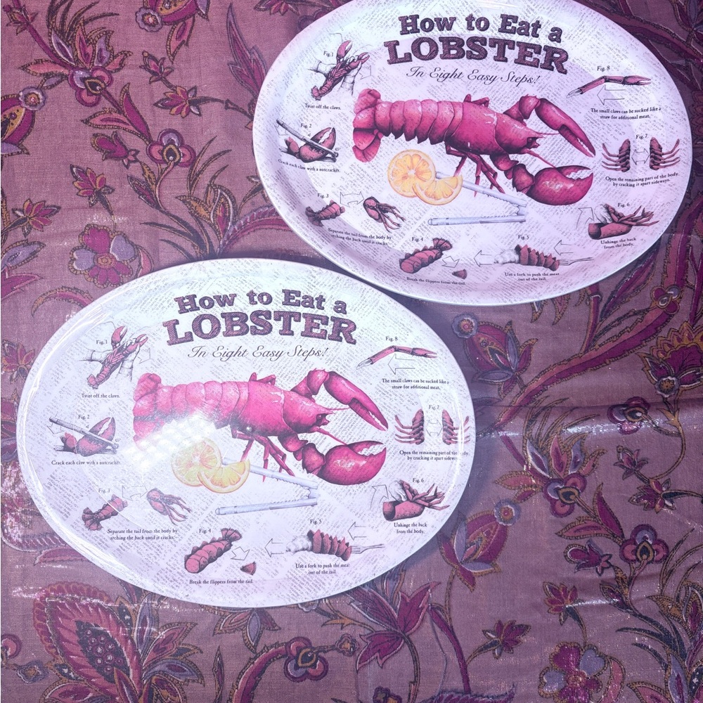 8 How to Eat a Lobster Illustrated Plates -  Lobster Design New